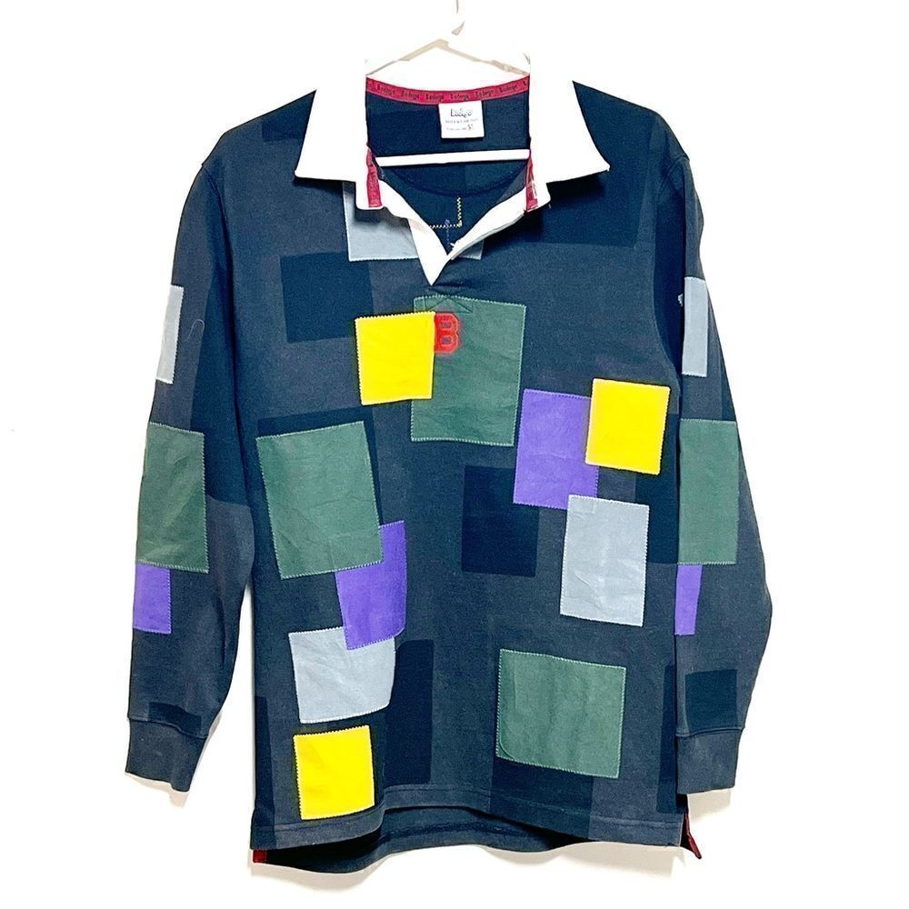 Bodega Patchwork Thick Cotton Rugby Polo Shirt Mens Sz S